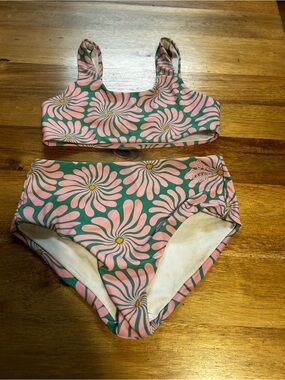 Girls Floral Two-Piece Swim Set in Pink and Green by Squeeze